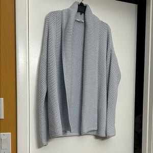 Light Gray Open Front Knit Cardigan - Women